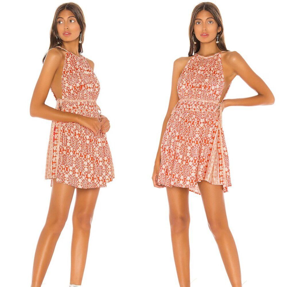 NWT Free People Midsummer's Day Tunic Dress Tank Silky Boho Summer Orange Size M